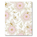 Pink Gold Floral Butterfly Whimsical Rug(Gold)