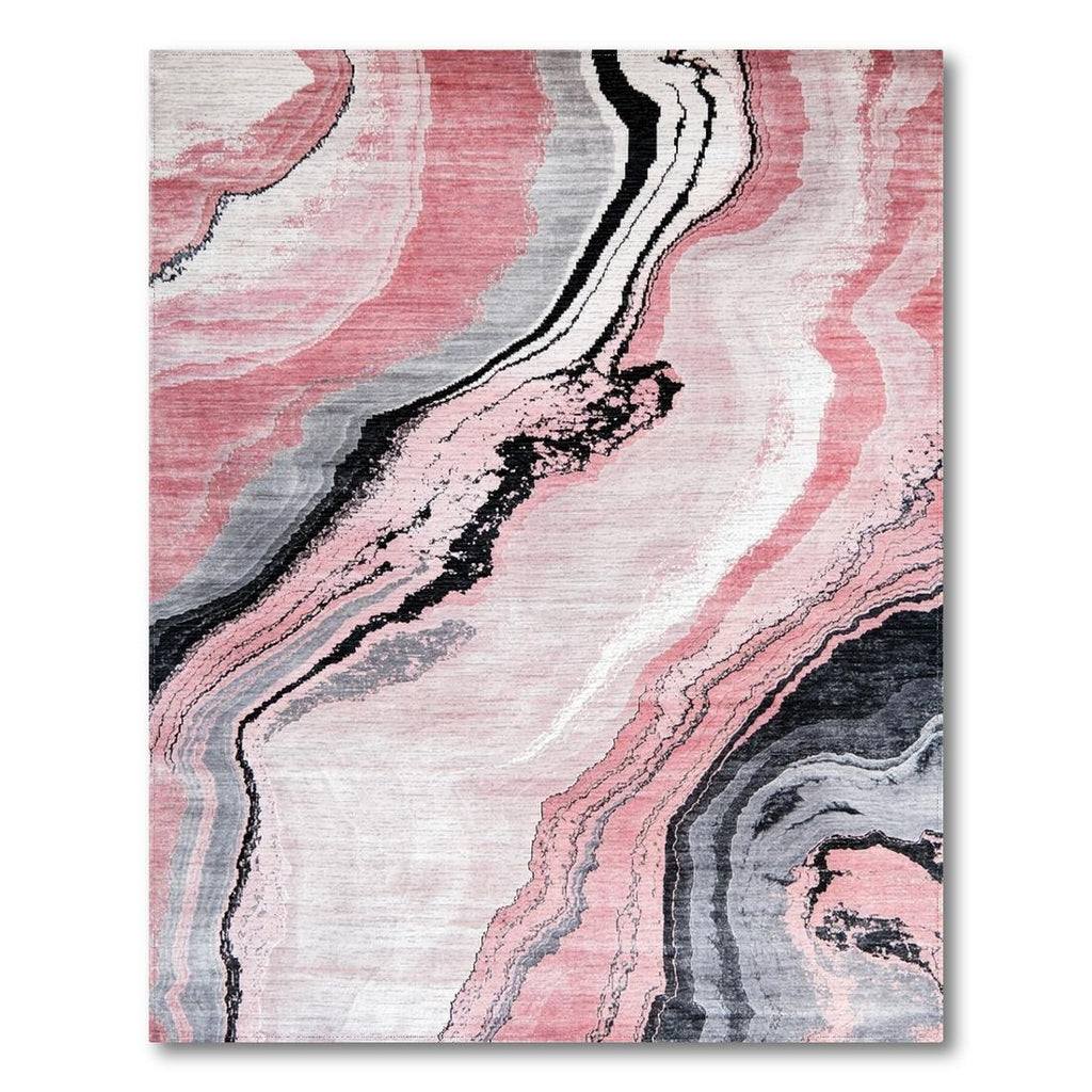 Pink Marbled Flowing Modern Rug