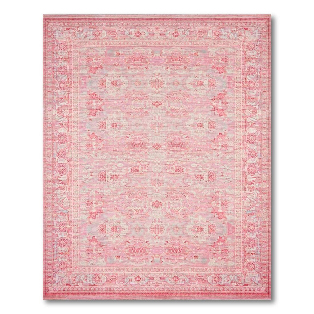Pink Ornate Floral Romantic Rug(Pink)