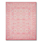 Pink Ornate Floral Romantic Rug(Pink)
