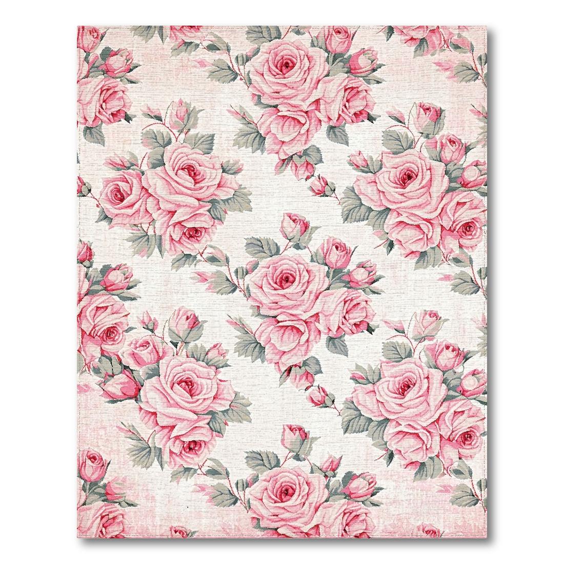 Pink Rose Floral Romantic Rug(Pink)