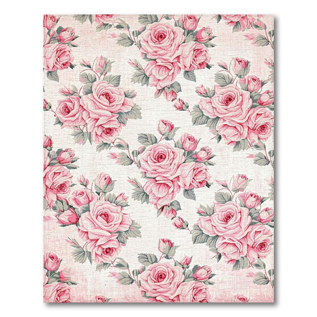 Pink Rose Floral Romantic Rug(Pink)