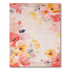 Pink Yellow Floral Cheerful Rug(Ivory)
