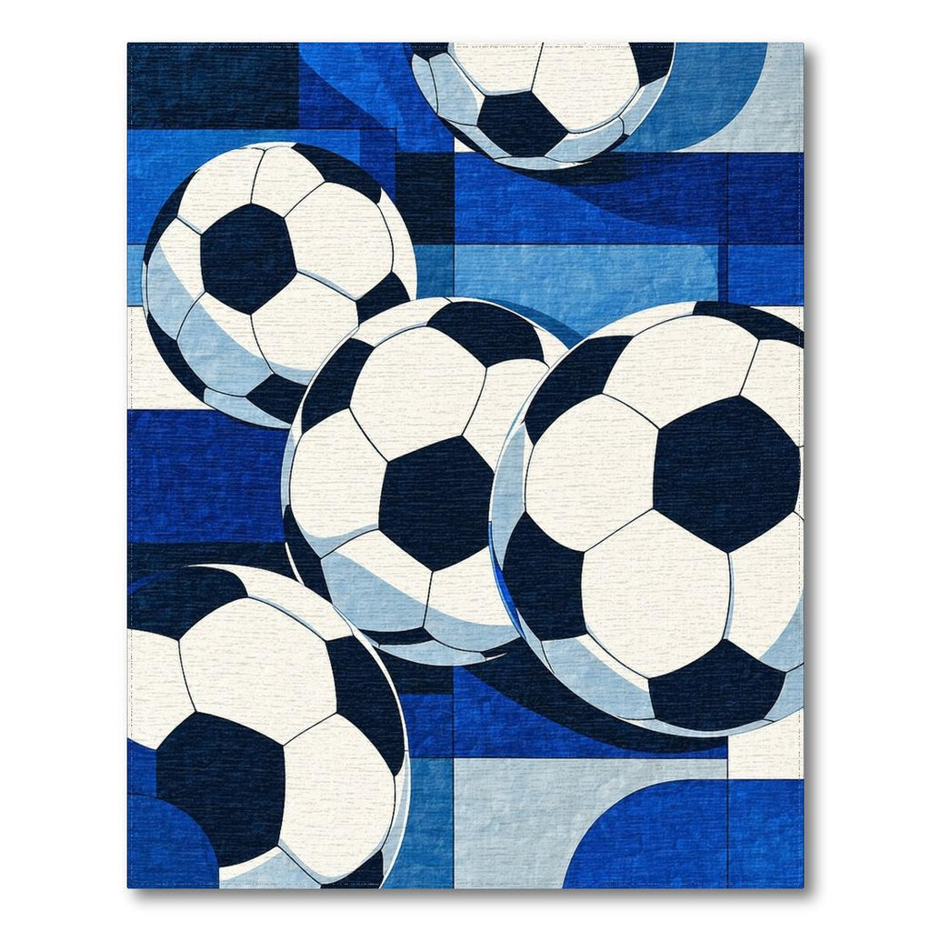 Playful Blue Soccer Ball Rug(Blue)