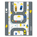 Playful Gray-Yellow City Road Rug