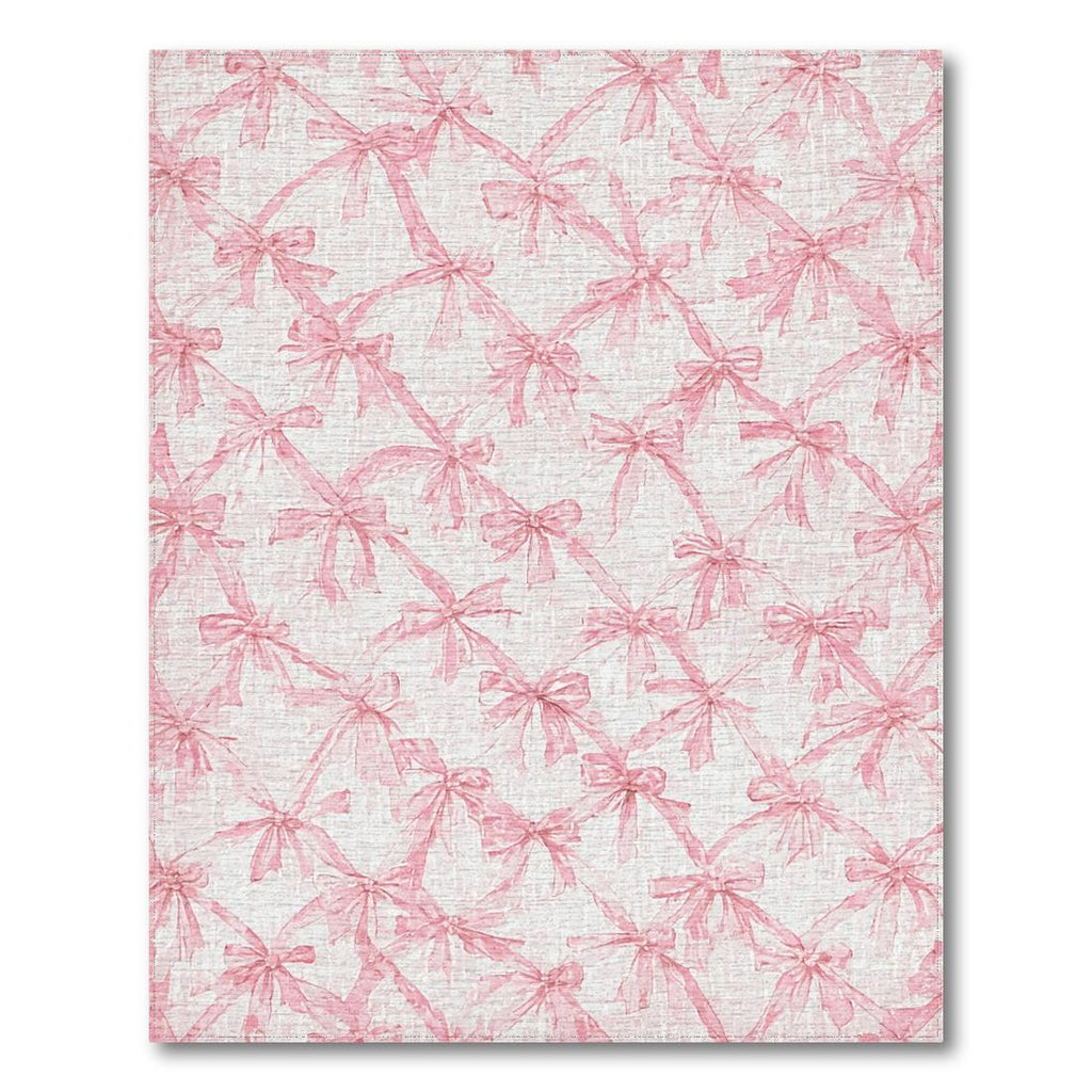 Playful Pink Bow Pattern Rug(Pink)