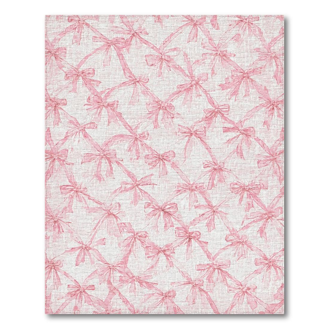 Playful Pink Bow Pattern Rug(Pink)