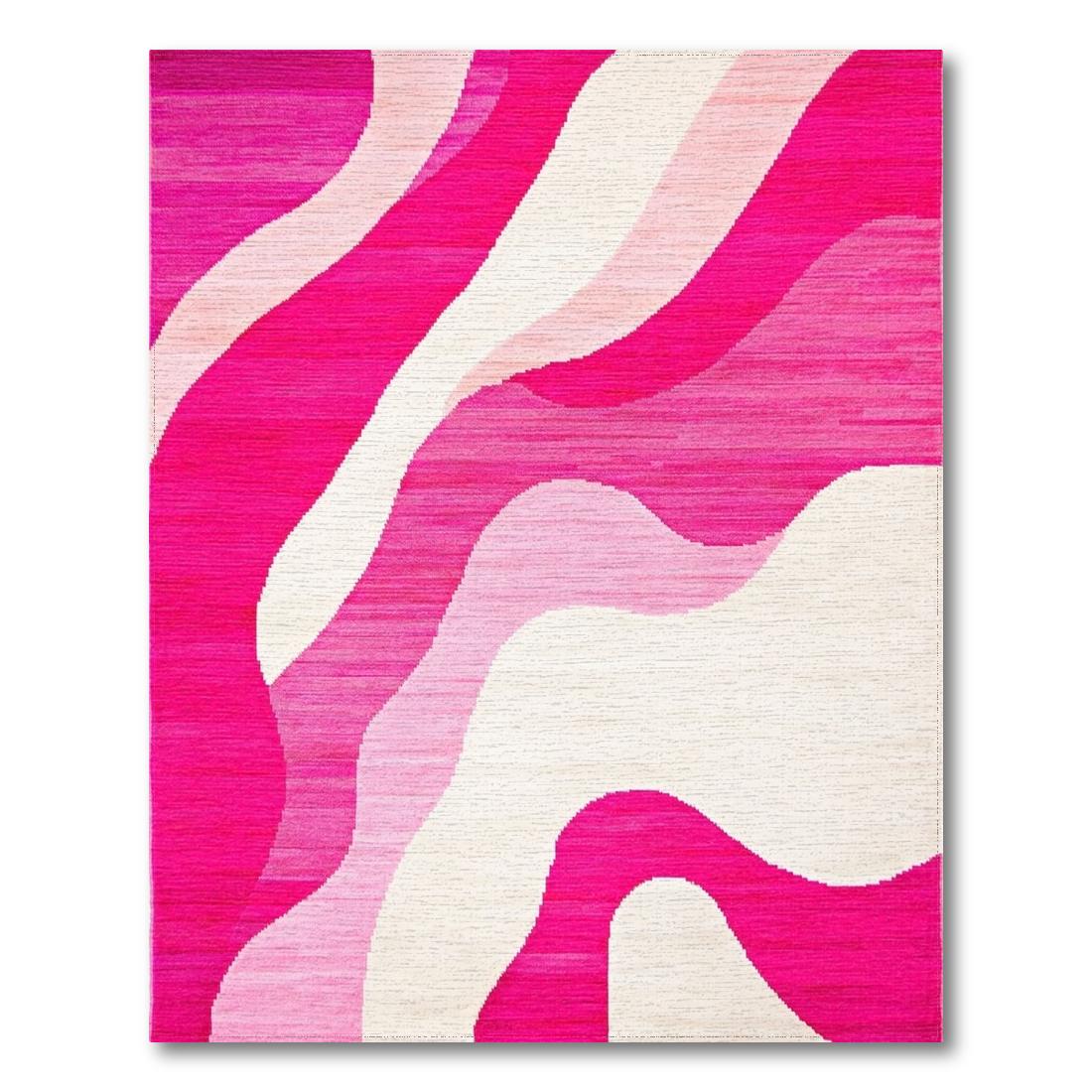 Playful Pink Wave Rug