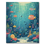 Playful Teal Sea Life Rug(Blue)