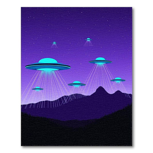 Purple Cosmic UFO Beam Rug(Purple)