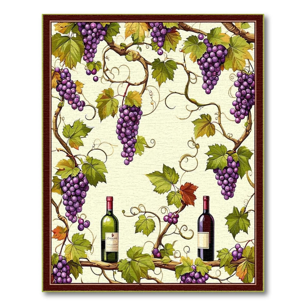 Purple Grapevine Rustic Vineyard Rug(Beige)