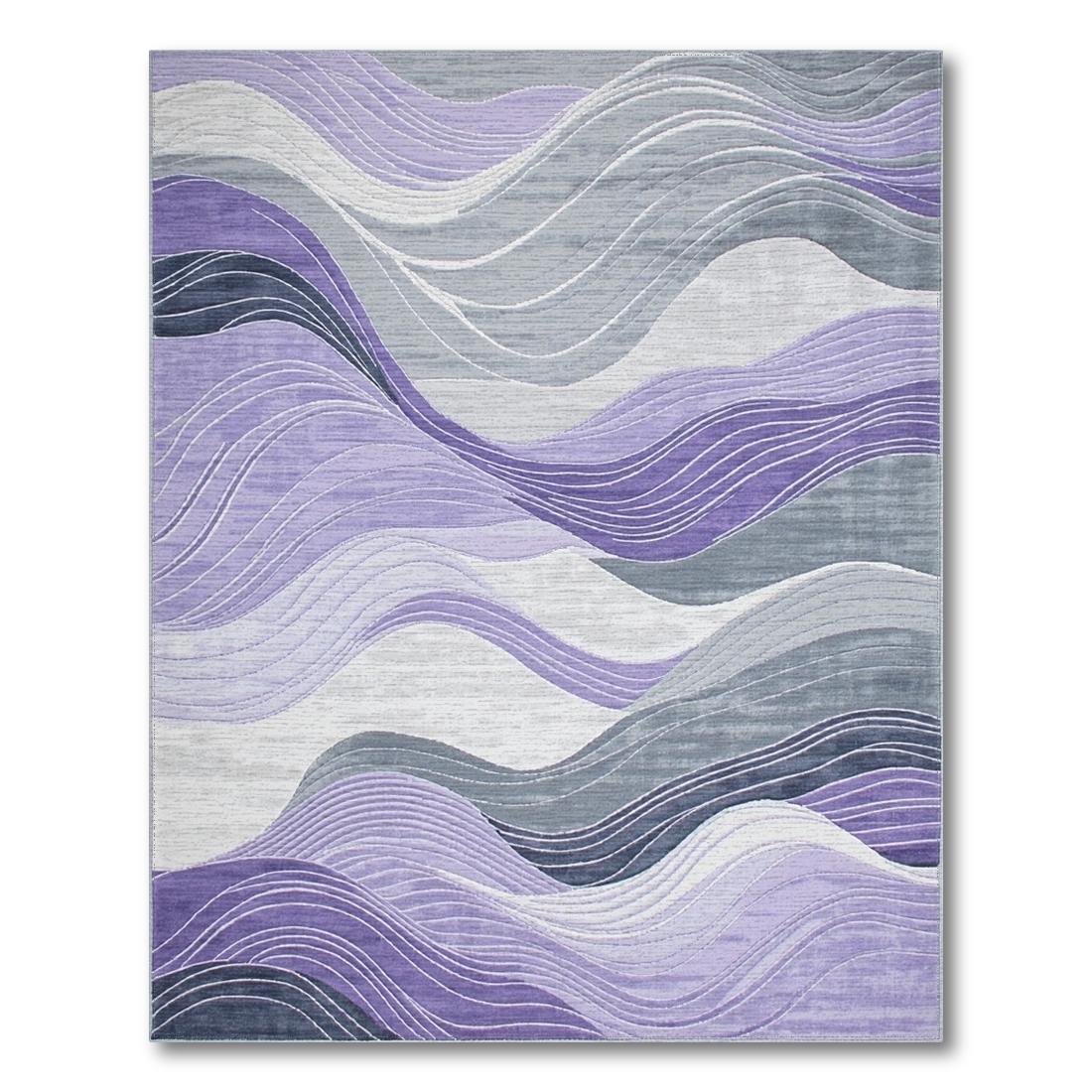 Purple Gray Wavy Calm Rug