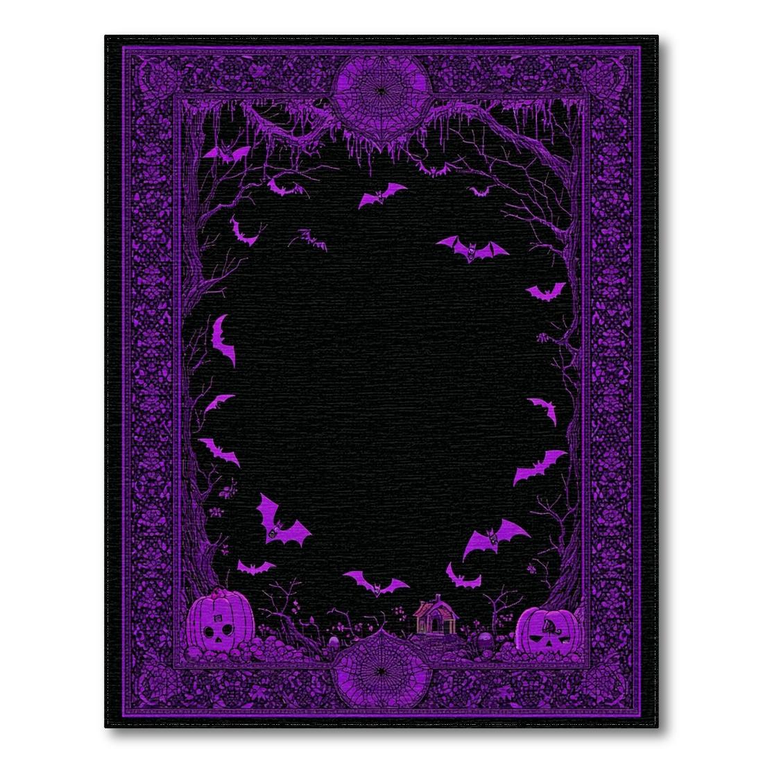 Purple Spooky Halloween Pattern Rug(Purple)