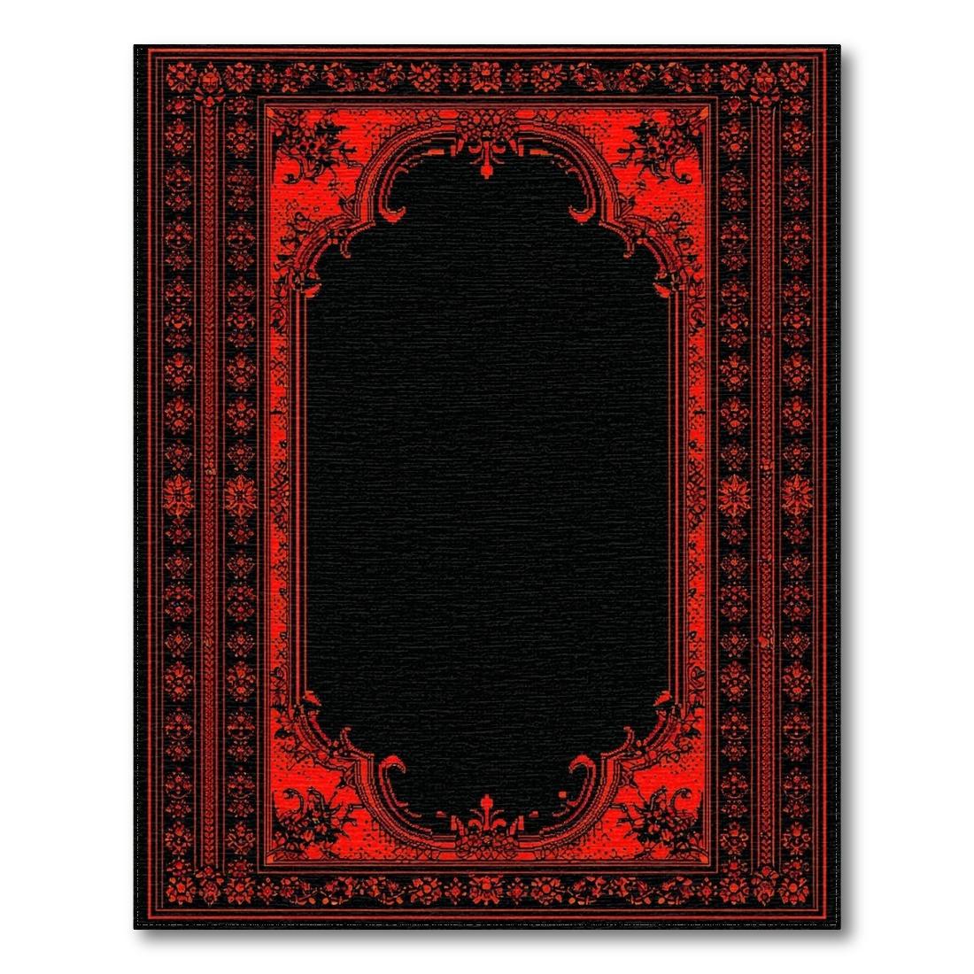 Red & Black Intricate Dramatic Rug(Red)
