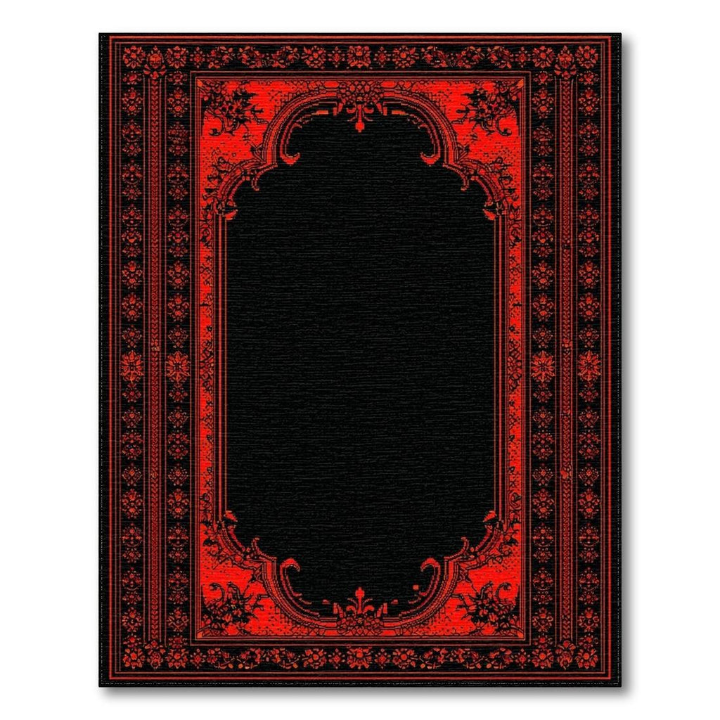 Red & Black Intricate Dramatic Rug(Red)