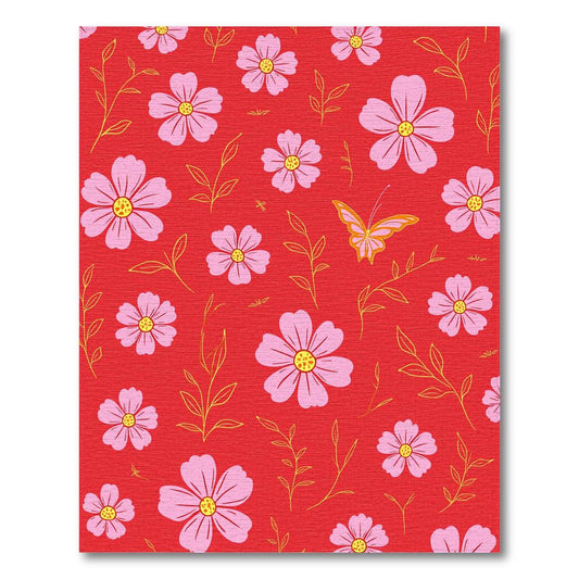 Red Playful Floral Butterfly Rug(Red)