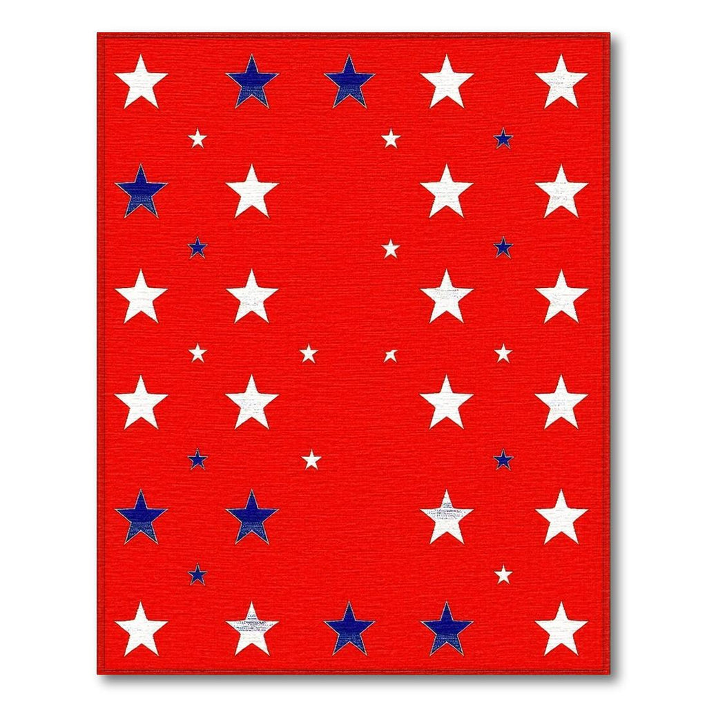 Red Star-Patterned Patriotic Rug(Red)