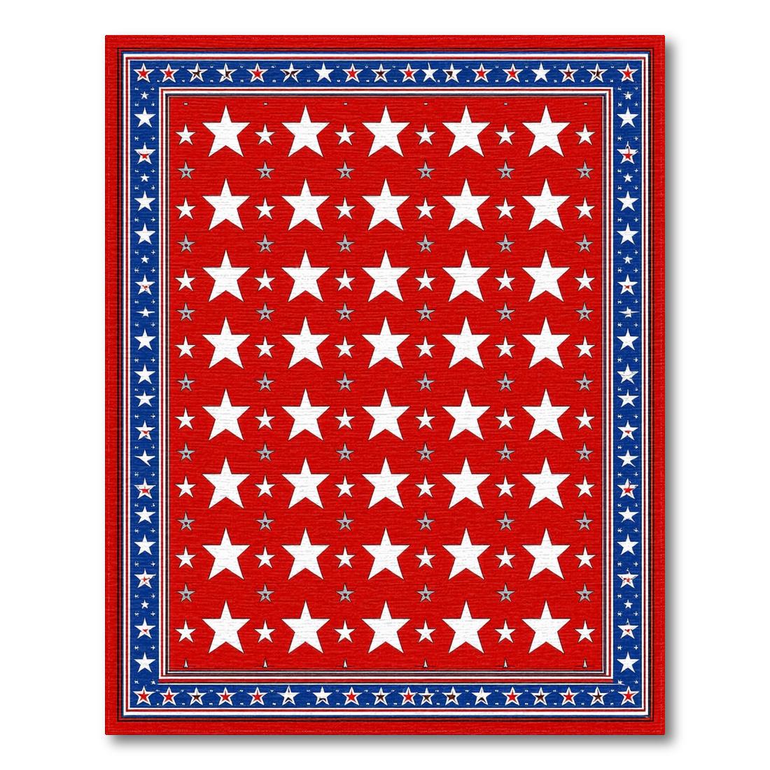 Red White Blue Star Patriotic Rug(Red)