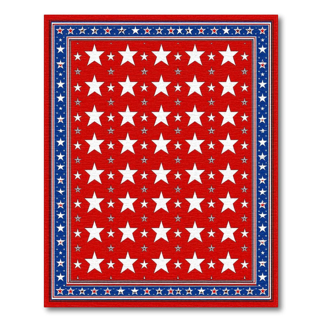 Red White Blue Star Patriotic Rug(Red)