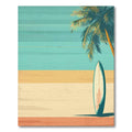 Retro Teal Beach Scene Rug(Blue)