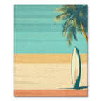 Retro Teal Beach Scene Rug(Blue)