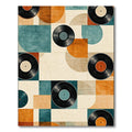 Retro Teal Orange Vinyl Geometric Rug