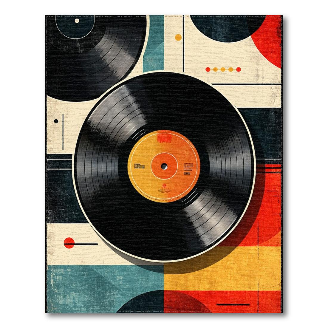 Retro Vibrant Vinyl Geometric Rug