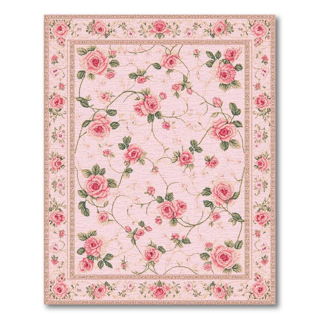 Pink rose floral washable rug for living room
