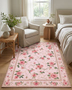 Romantic Pink Rose Floral Rug
