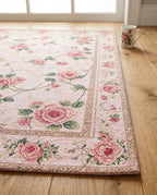 Romantic Pink Rose Floral Rug