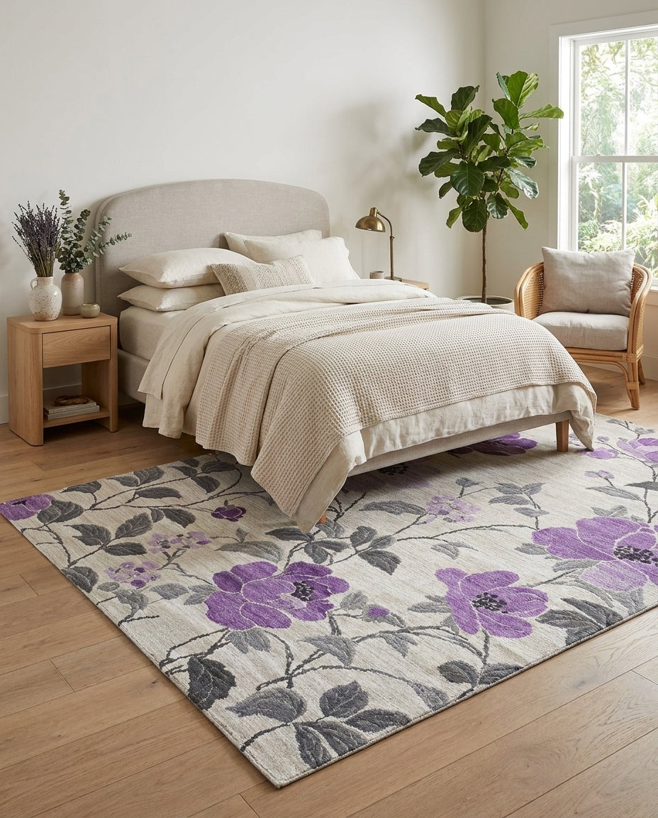 Romantic Purple Floral Rug
