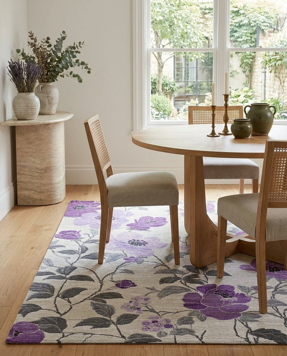 Romantic Purple Floral Rug