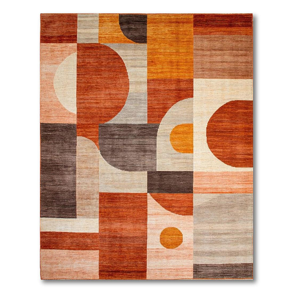 Rust Orange Geometric Vibrant Rug
