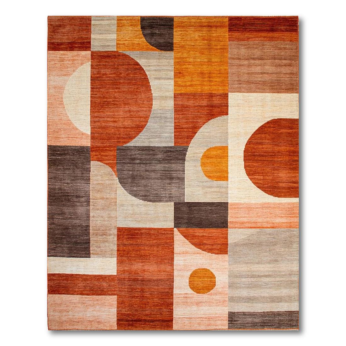 Rust Orange Geometric Vibrant Rug
