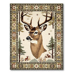 Rustic Earthy Deer Forest Rug(Beige)