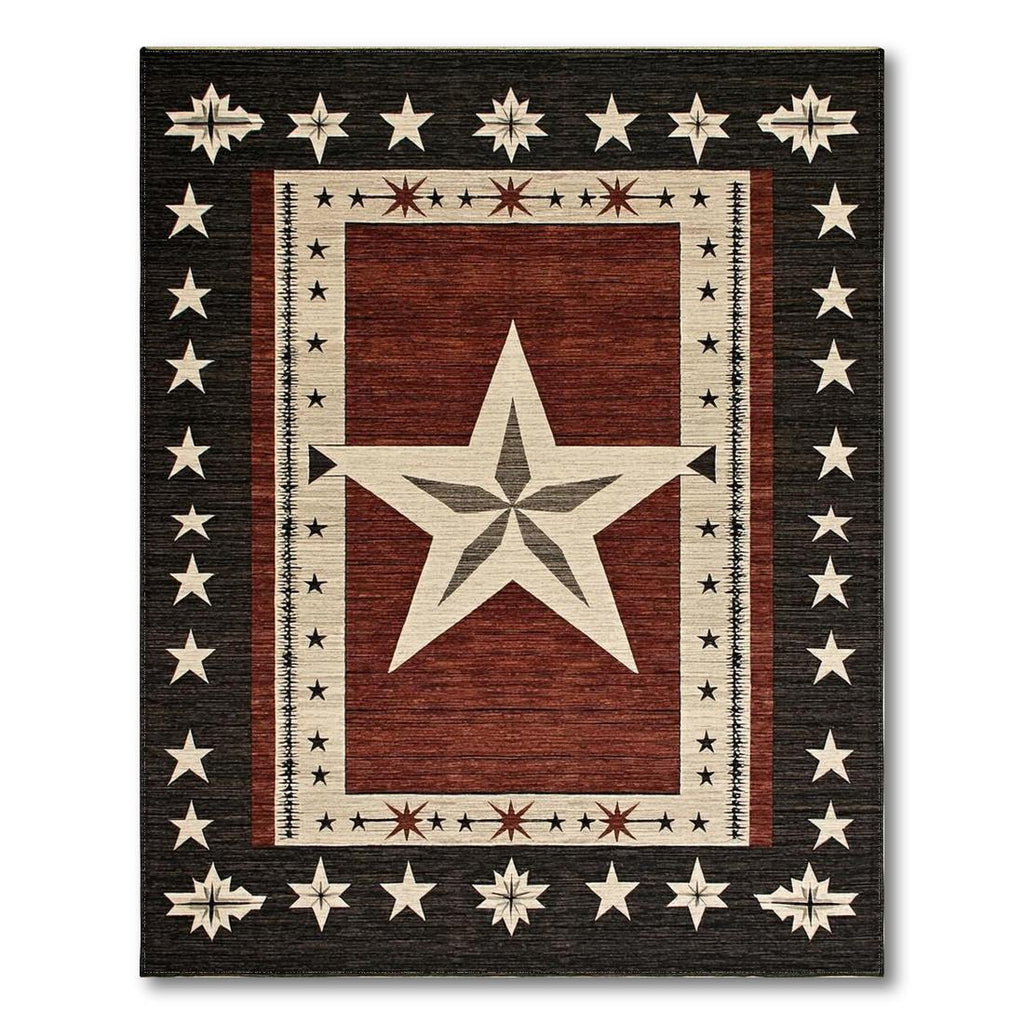 Rustic Red & Brown Star Rug(Red)