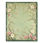 Sage green floral vine washable rug