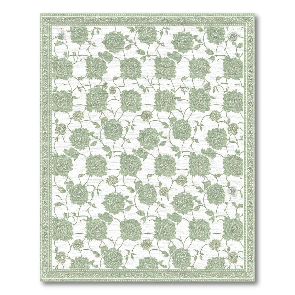 Sage Green Floral Serene Rug(White)