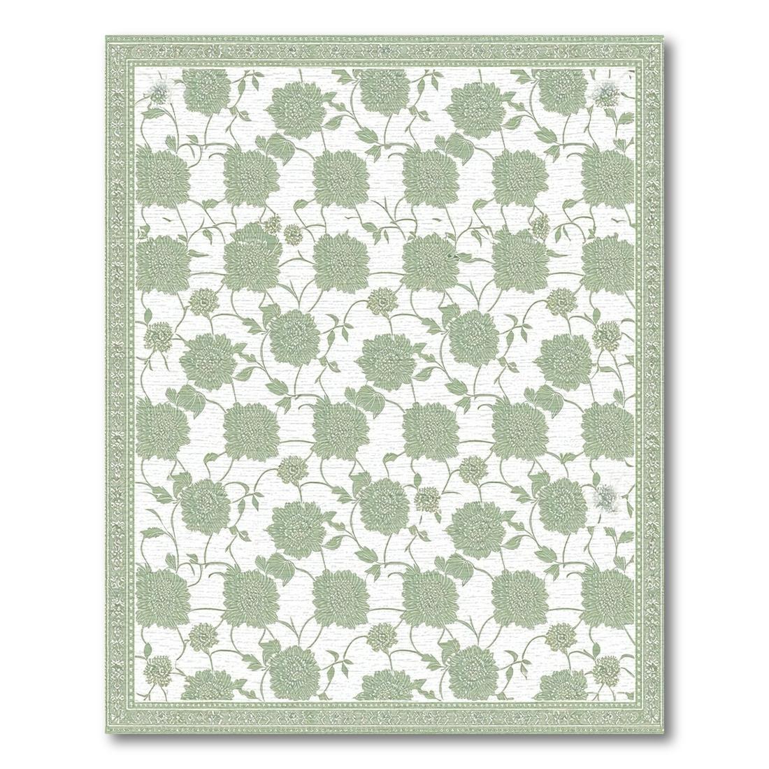 Sage Green Floral Serene Rug(White)