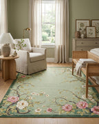 Sage Floral Vine Serene Rug