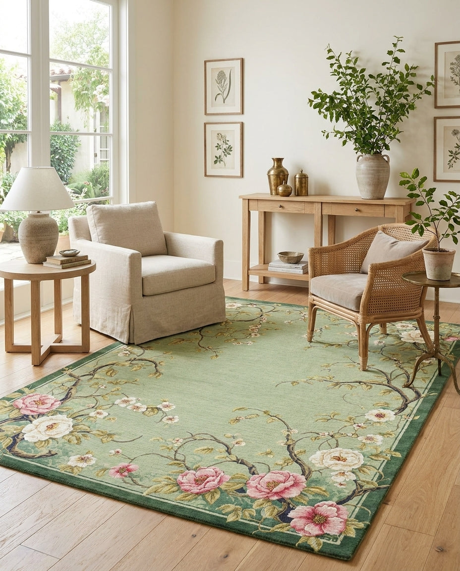 Sage Floral Vine Serene Rug
