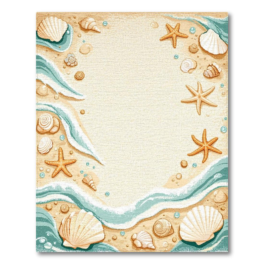 Sandy Beige Coastal Seashell Starfish Rug(Beige)