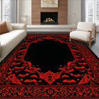 Gothic Red Black Bat Rug(Black)