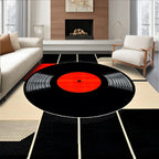 Bold Black Red Geometric Rug(Black)