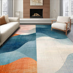 Blush Teal Coral Abstract Wave Serene Rug