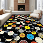 Black Vinyl Record Retro Rug