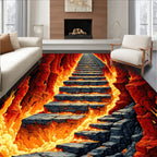 Fiery Red Staircase Dramatic Rug(Red)