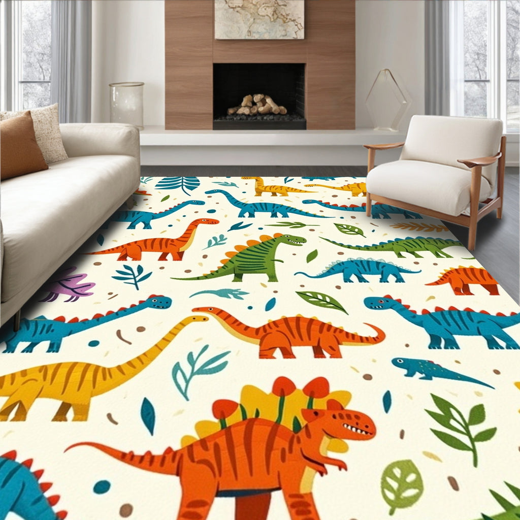 Colorful Dinosaur Playful Rug(Blue)