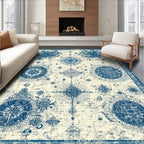 Blue Vintage Nautical Adventure Rug(Blue)