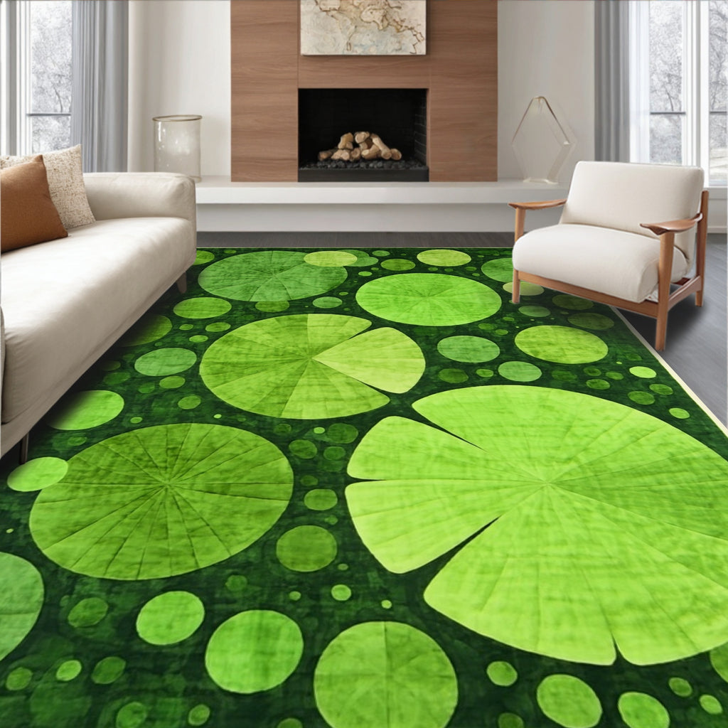 Green Abstract Circular Serene Rug